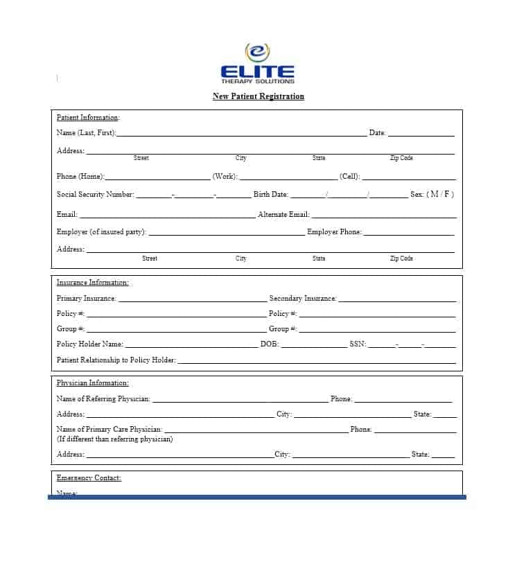 Patient Registration Form Template In Ms Word Microsoft Office